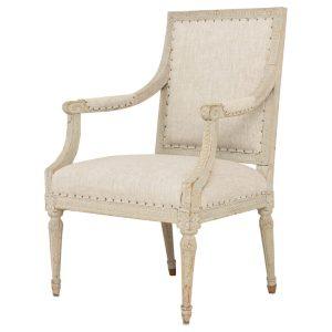 18th c. German Louis XVI Period Beech Wood Armchair in Original Paint