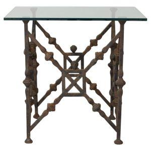 Mid Century Sicilian Cast Iron and Gilt Bronze Center Table with Glass Top