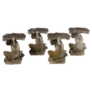 Collection of Four Italian Concrete Forest Faun Garden Stools, c. 1920