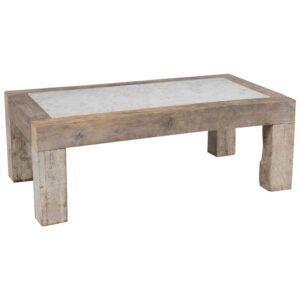 French Carrara Marble and Wood Coffee table