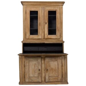 19th c. Swedish Two-Part Vitrine Secretary in Original Paint