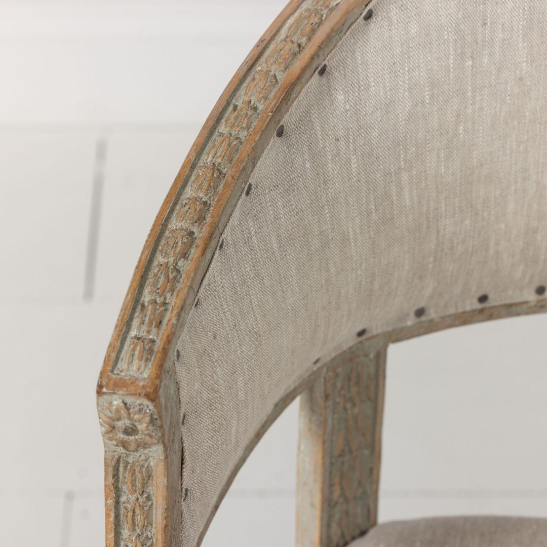 16_2164_B_19th_century_Swedish_Gustavian_upholstered_painted_barrel_back_chair-0017
