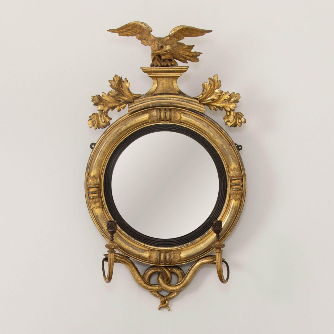 2262_19th_century_English_Regency_eagle_convex_mirror_with_candle_arms_in_original_gilt_000