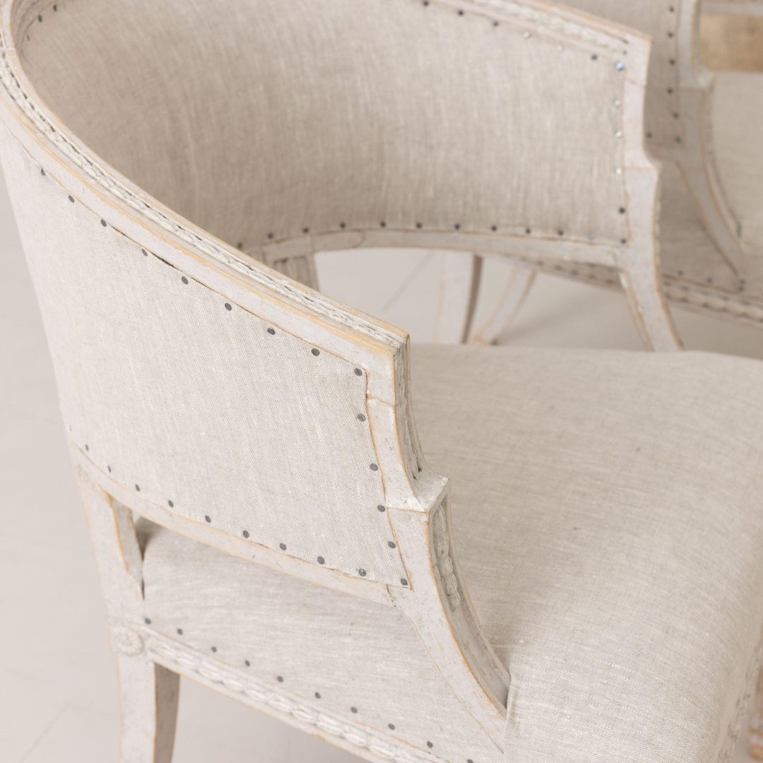 8_2130_Swedish_gustavian_pair_painted_carved_barrelback_armchairs_25